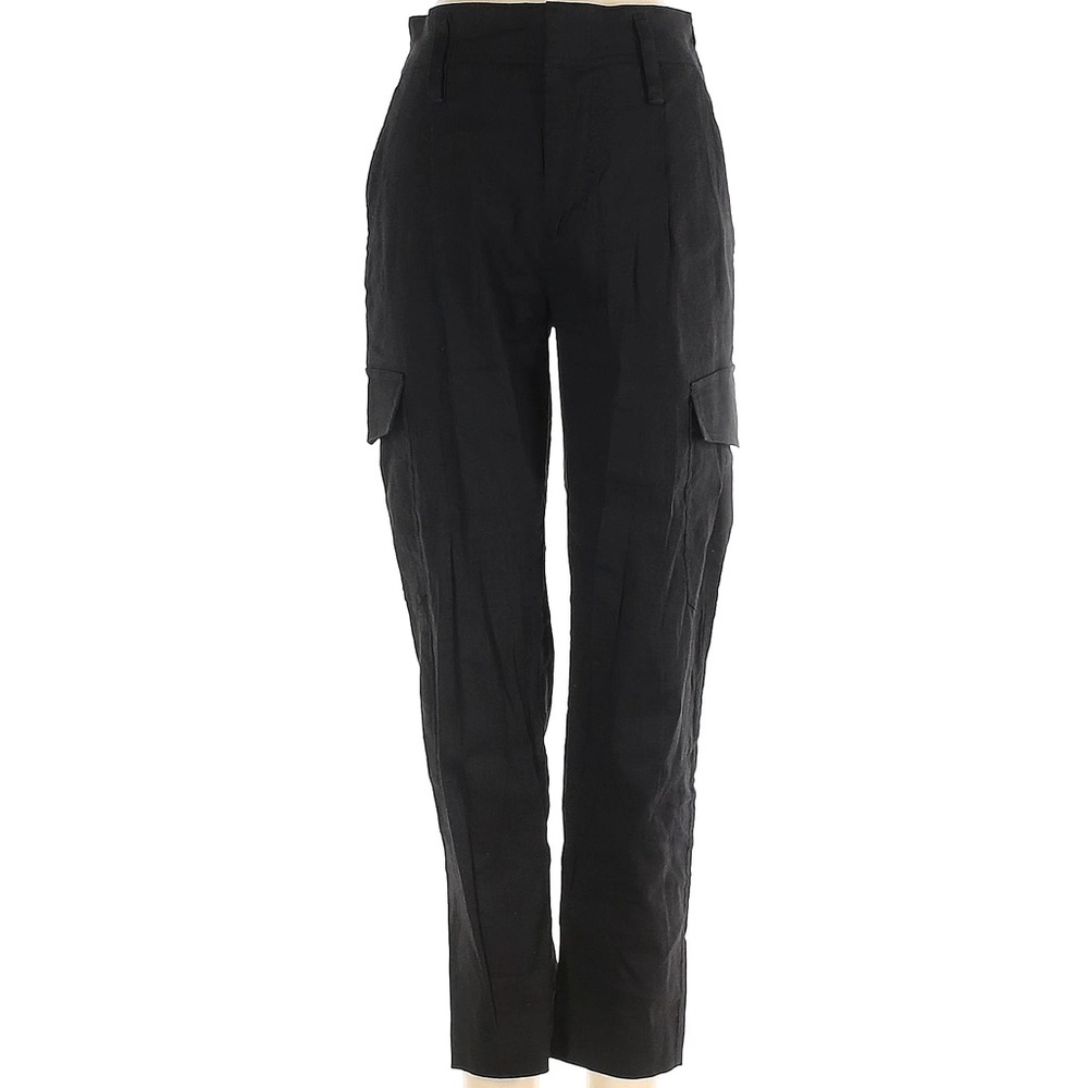 Vince Black Linen Mid Rise Cargo Pants Size 6